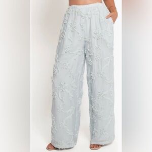 Women’s Petal & Pup Robin Soutache Wide Leg Pants In Light Blue Size Medium NWT